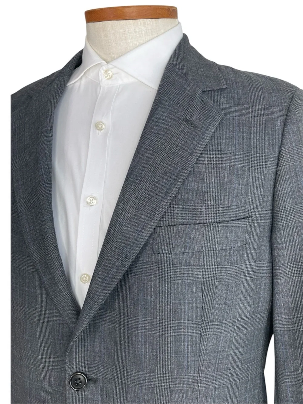 Brooks Brothers 346 Stretch Wool Blazer Gray Blue Plaid Sport Coat Jacket Sz 42S